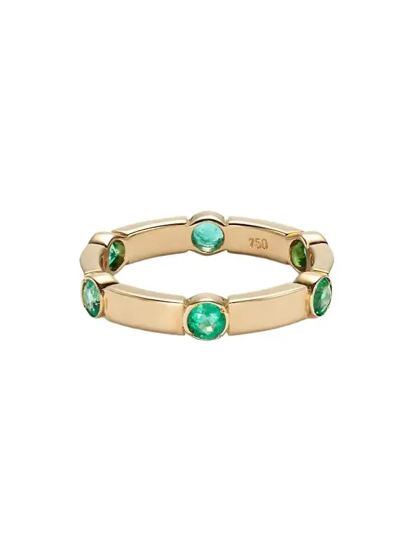 Stepping Stone 18kt yellow gold ring with emeralds