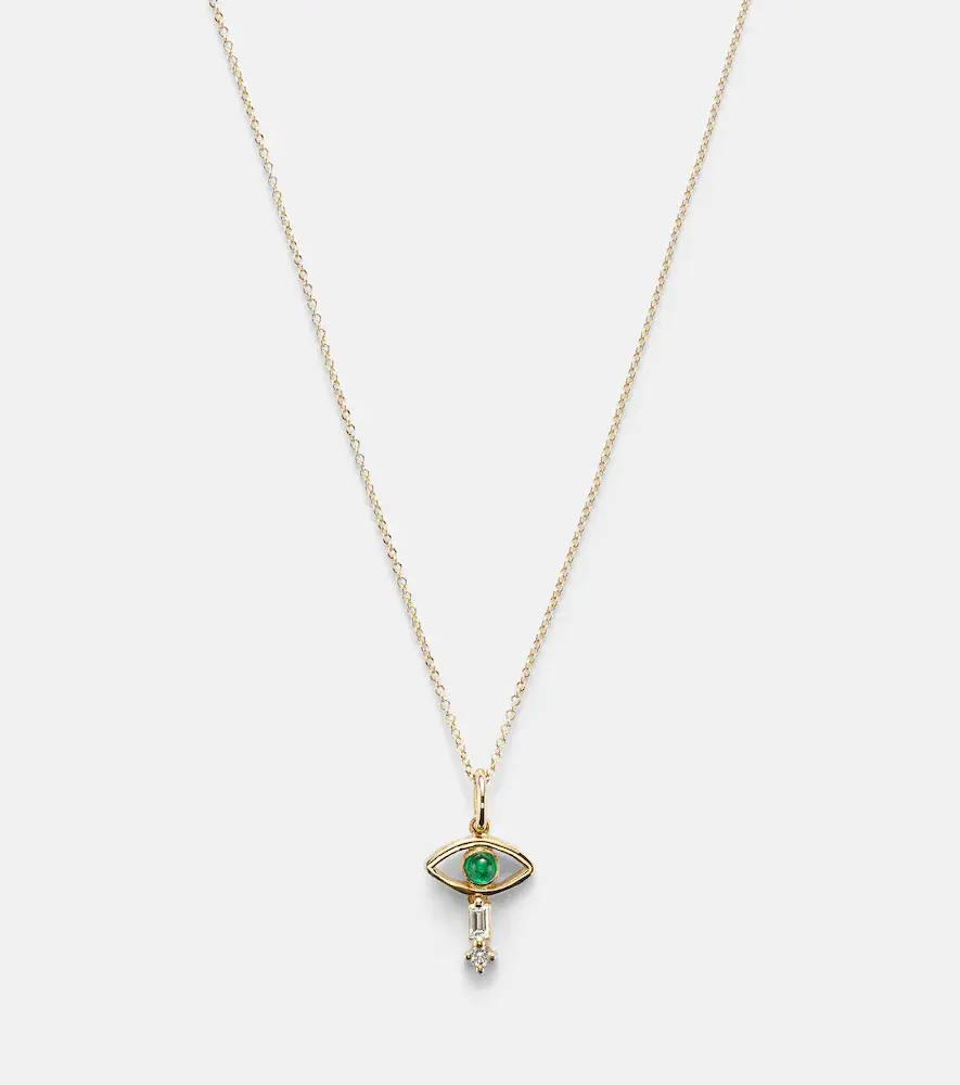 Ileana Makri 18kt gold necklace with emerald and diamonds | Thumbnail 2 Ileana Makri 18kt gold necklace with emerald and diamonds | Thumbnail 2