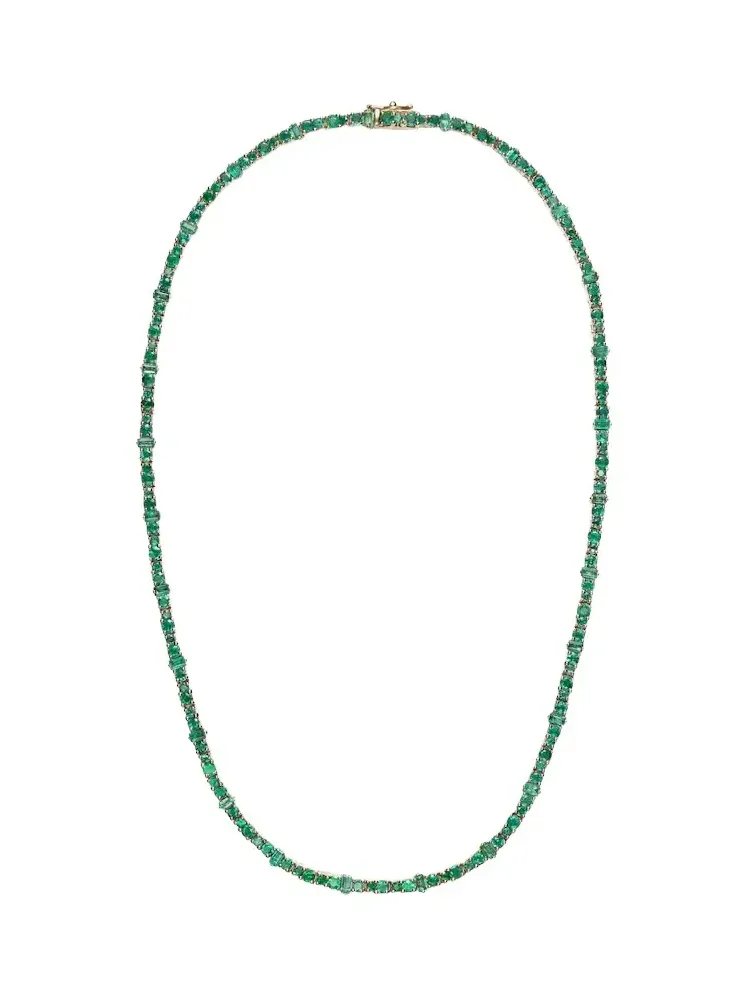 Rivulet 18kt gold tennis necklace with emeralds