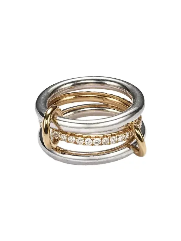 Libra sterling silver and 18kt gold ring with diamonds Libra sterling silver and 18kt gold ring with diamonds