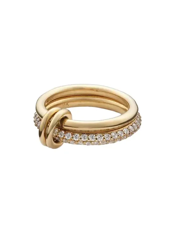 Virgo 18kt gold linked rings with white diamonds