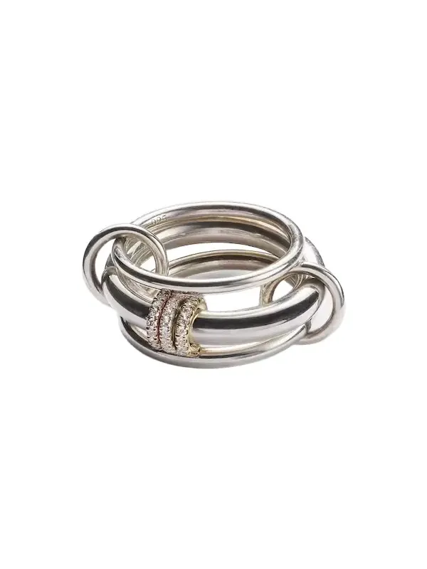 Gemini sterling silver ring with white diamonds