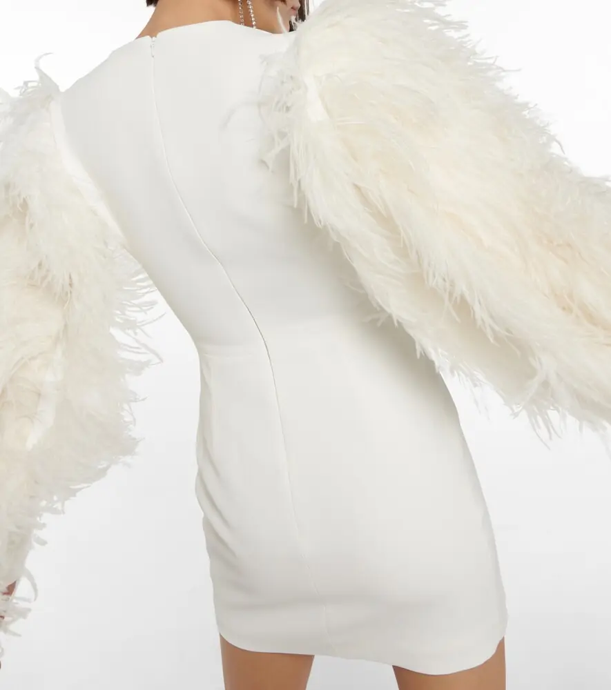David Koma Feather-trimmed cady minidress | Thumbnail 4 David Koma Feather-trimmed cady minidress | Thumbnail 4
