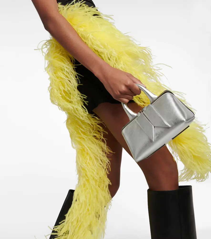 The Attico Feather-trimmed knitted miniskirt | Thumbnail 4