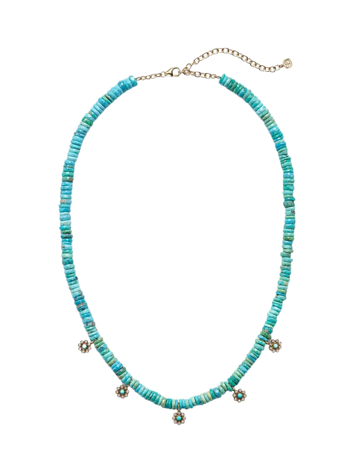 Sydney Evan Daisy 14kt gold beaded necklace with diamonds