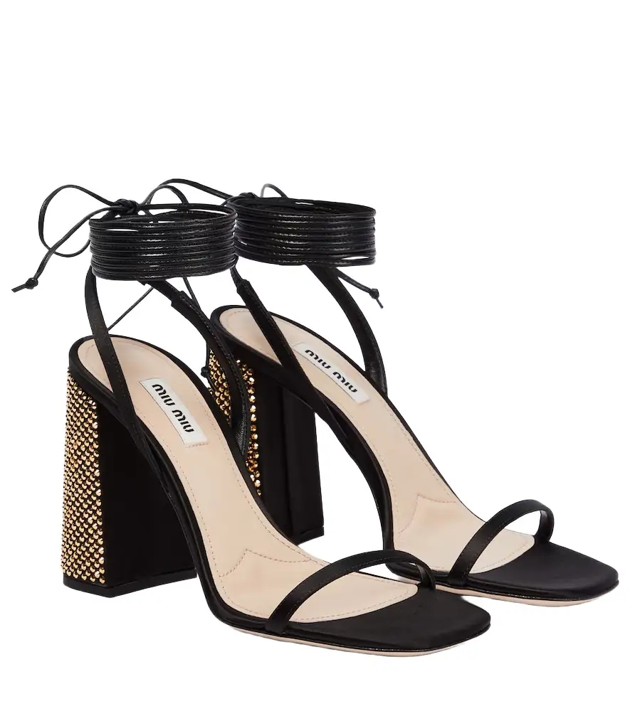 Miu Miu Embellished satin sandals | Image 1 Miu Miu Embellished satin sandals | Image 1