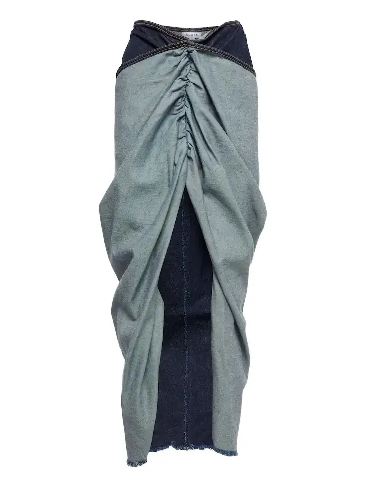 Alaïa Draped denim maxi skirt Alaïa Draped denim maxi skirt