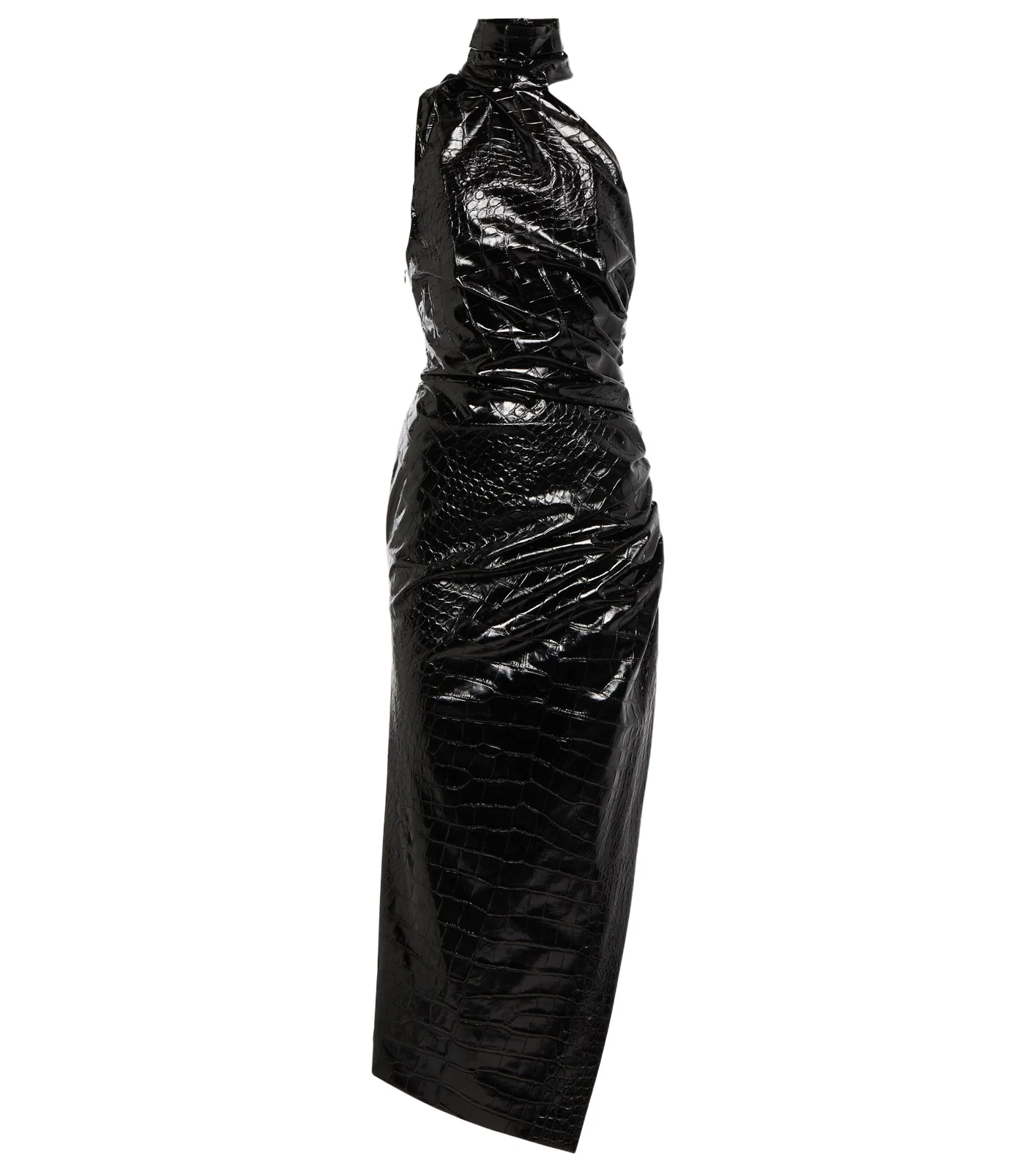 ALAÏA Asymmetric croc-effect midi dress ALAÏA Asymmetric croc-effect midi dress