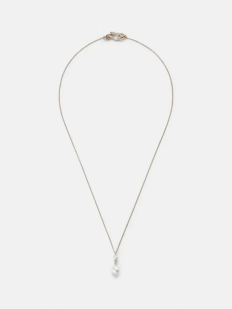 Rêve Simple 14kt gold necklace with diamonds and pearls Rêve Simple 14kt gold necklace with diamonds and pearls