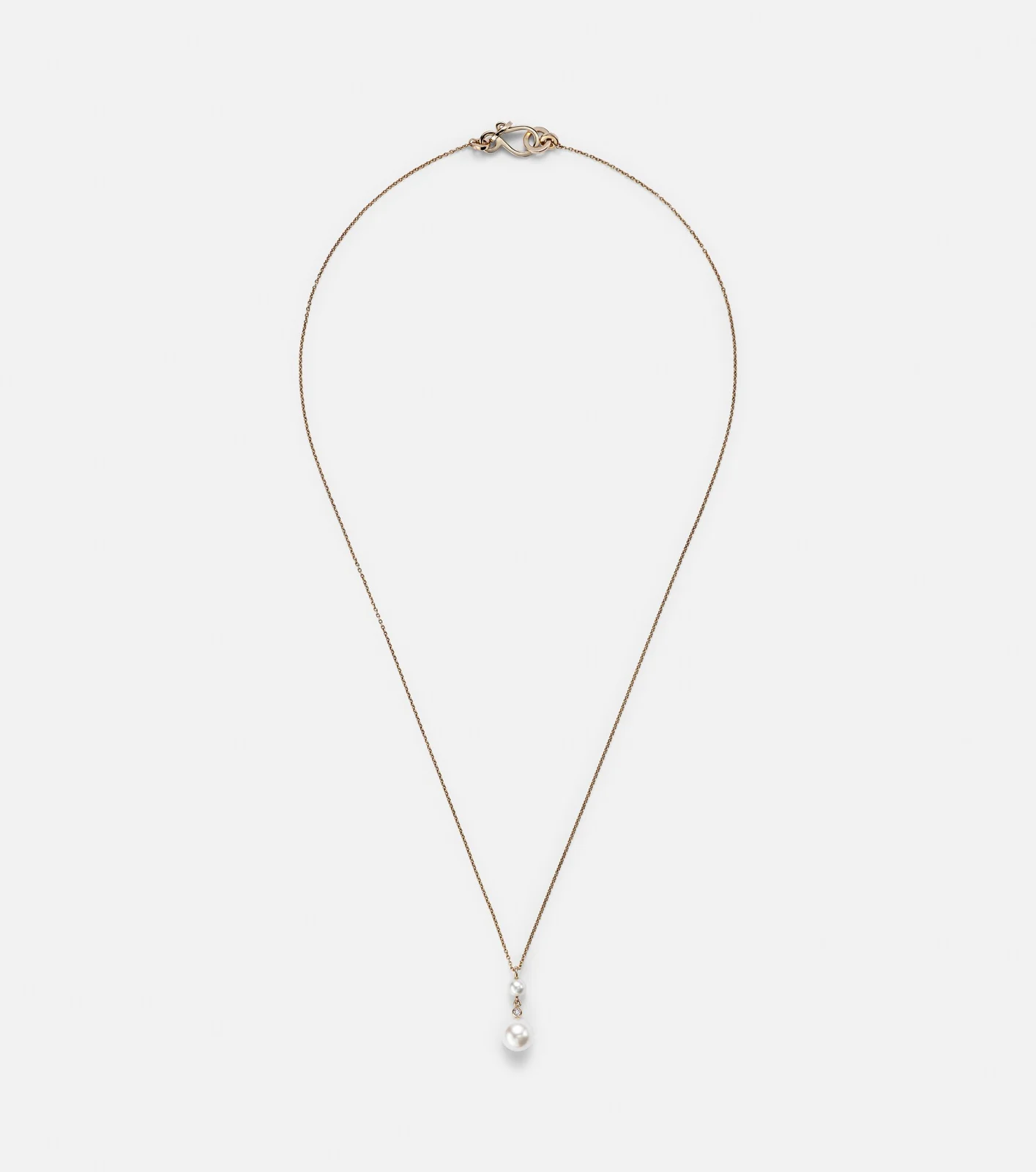 Rêve Simple 14kt gold necklace with diamonds and pearls