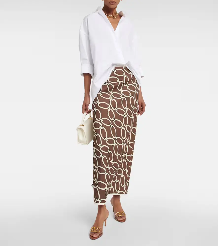 Valentino Garavani Chain-print maxi skirt | Thumbnail 4
