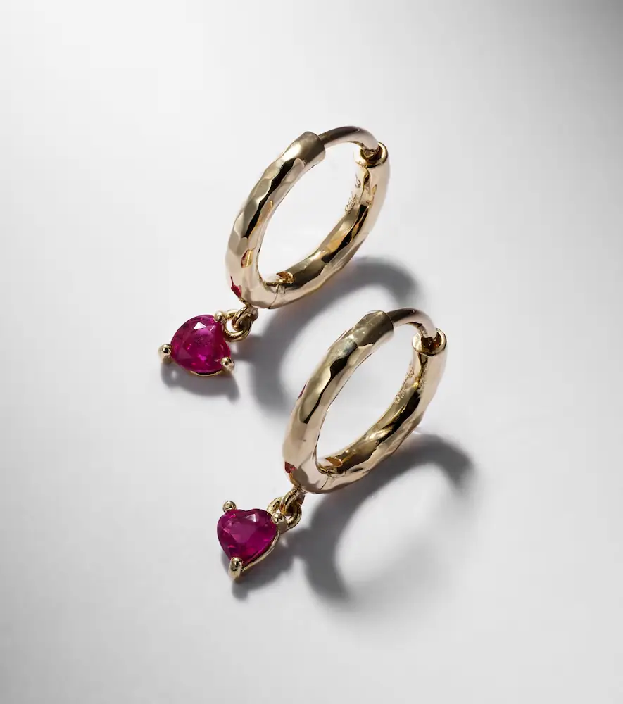 Octavia Elizabeth Charmed Micro Gabby 18kt gold hoop earrings with ruby | Thumbnail 5 Octavia Elizabeth Charmed Micro Gabby 18kt gold hoop earrings with ruby | Thumbnail 5