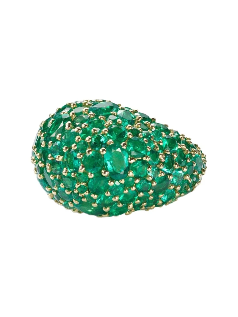 Earth Dome 18kt gold ring with emeralds
