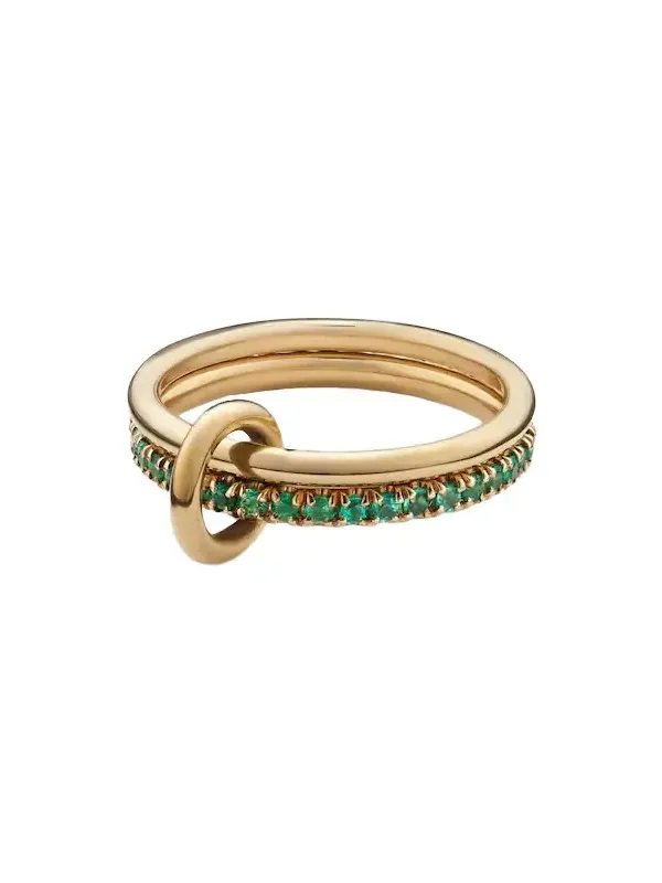 Marigold 18kt yellow gold ring with emeralds