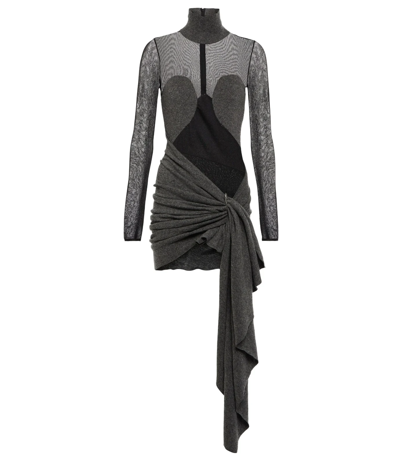 ALAÏA Mesh and wool draped minidress ALAÏA Mesh and wool draped minidress