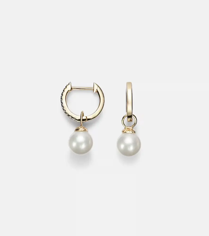 Mateo 14kt gold earrings with diamonds and detachable pearls | Thumbnail 2 Mateo 14kt gold earrings with diamonds and detachable pearls | Thumbnail 2