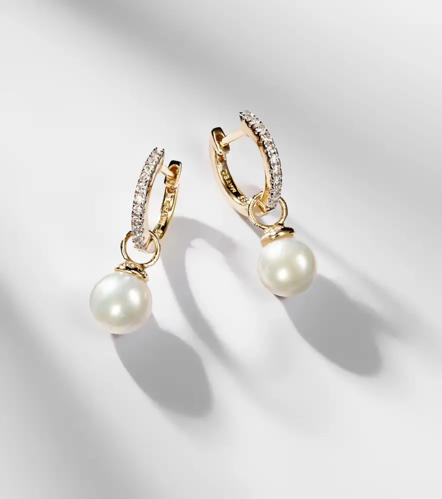 Mateo 14kt gold earrings with diamonds and detachable pearls | Thumbnail 5 Mateo 14kt gold earrings with diamonds and detachable pearls | Thumbnail 5