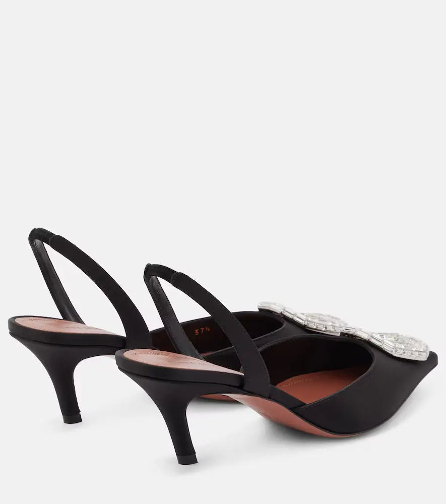 Amina Muaddi Camelia satin slingback pumps | Thumbnail 2 Amina Muaddi Camelia satin slingback pumps | Thumbnail 2