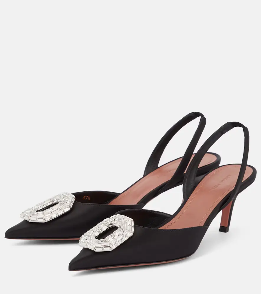 Amina Muaddi Camelia satin slingback pumps | Thumbnail 3 Amina Muaddi Camelia satin slingback pumps | Thumbnail 3