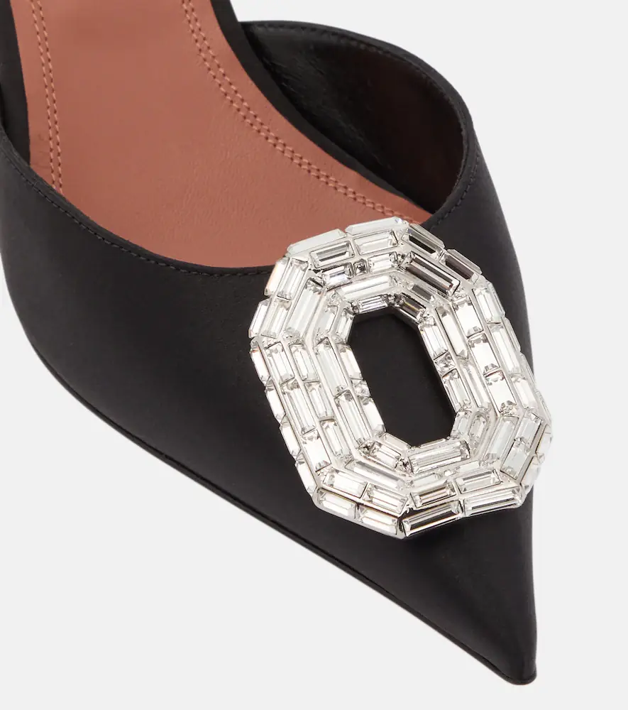 Amina Muaddi Camelia satin slingback pumps | Thumbnail 4 Amina Muaddi Camelia satin slingback pumps | Thumbnail 4