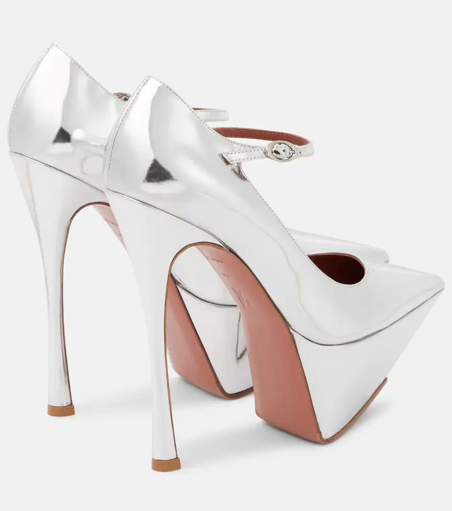 Amina Muaddi Yigit metallic leather platform pumps | Thumbnail 3 Amina Muaddi Yigit metallic leather platform pumps | Thumbnail 3
