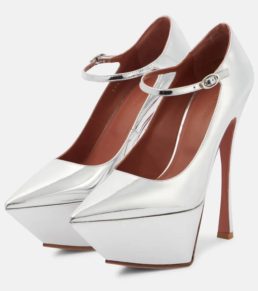 Amina Muaddi Yigit metallic leather platform pumps | Thumbnail 4 Amina Muaddi Yigit metallic leather platform pumps | Thumbnail 4