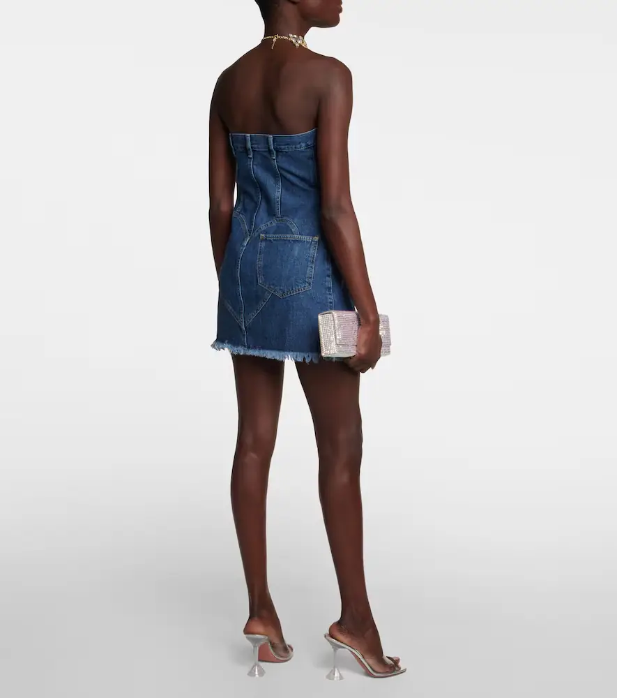 AREA Mussel Flower denim minidress | Thumbnail 3