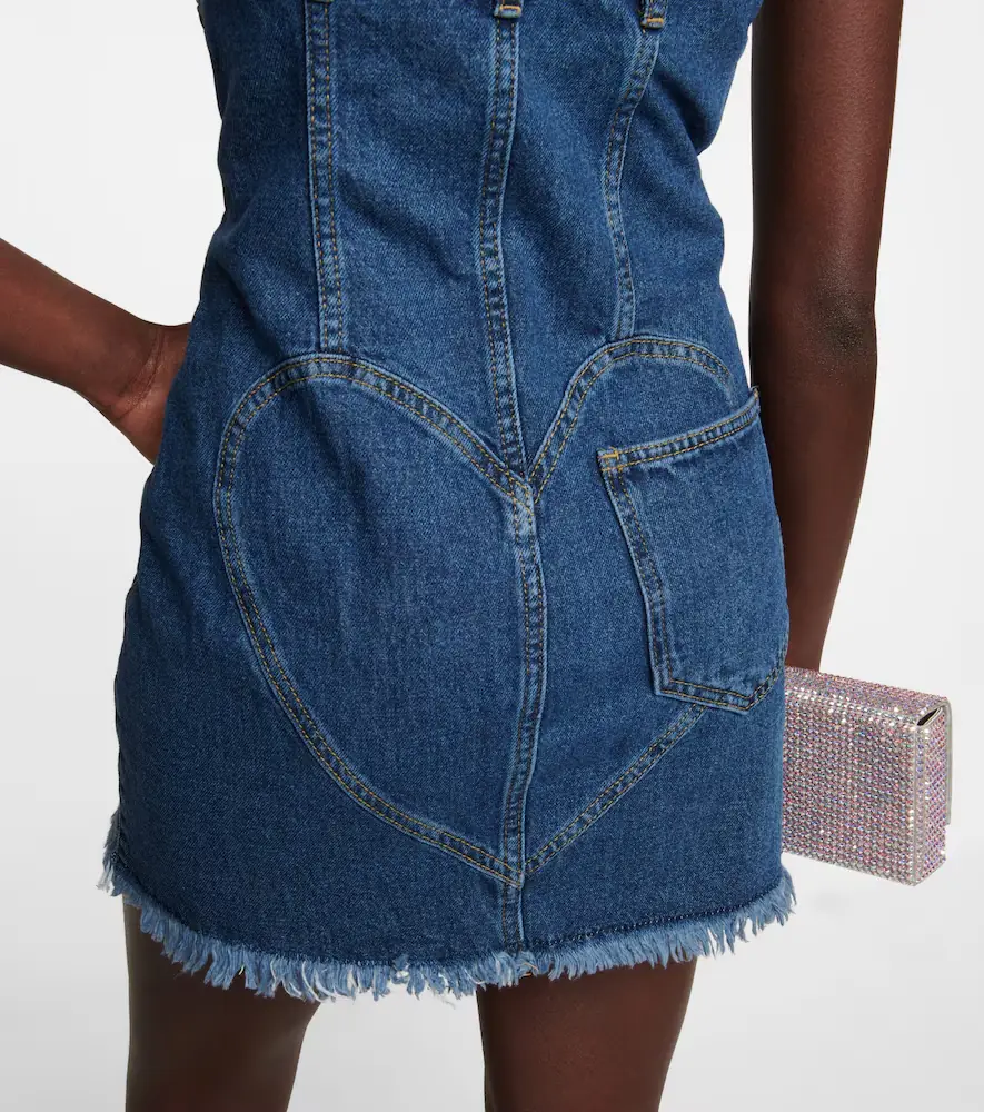 AREA Mussel Flower denim minidress | Thumbnail 6