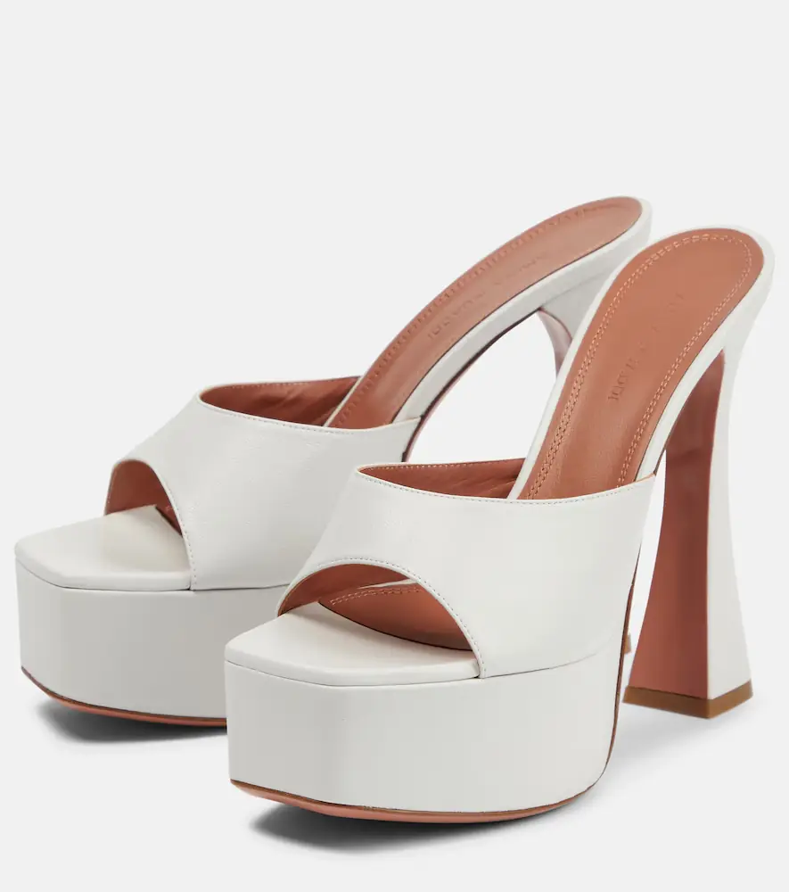 Amina Muaddi Dalida leather platform mules | Thumbnail 3 Amina Muaddi Dalida leather platform mules | Thumbnail 3