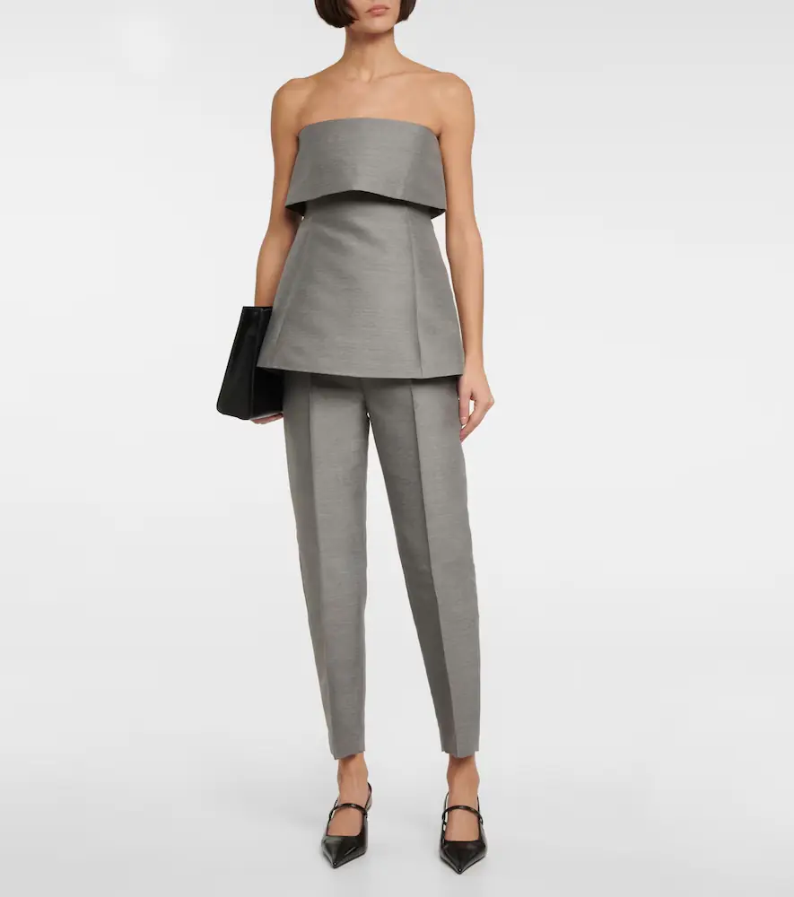 TOTEME Mid-rise straight cotton and wool-blend pants | Thumbnail 4