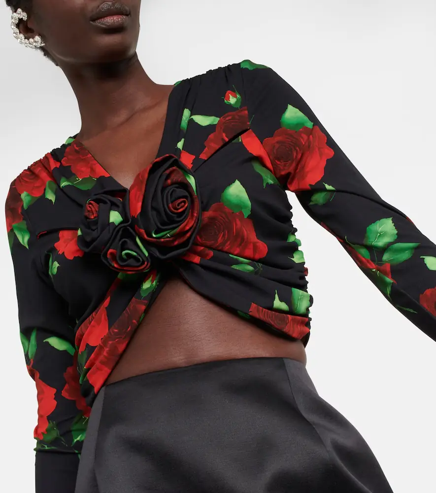 Magda Butrym Floral ruched crop top | Thumbnail 2