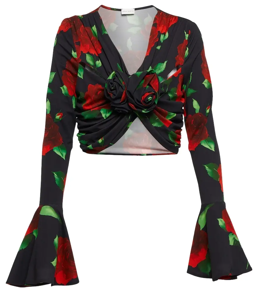Magda Butrym Floral ruched crop top