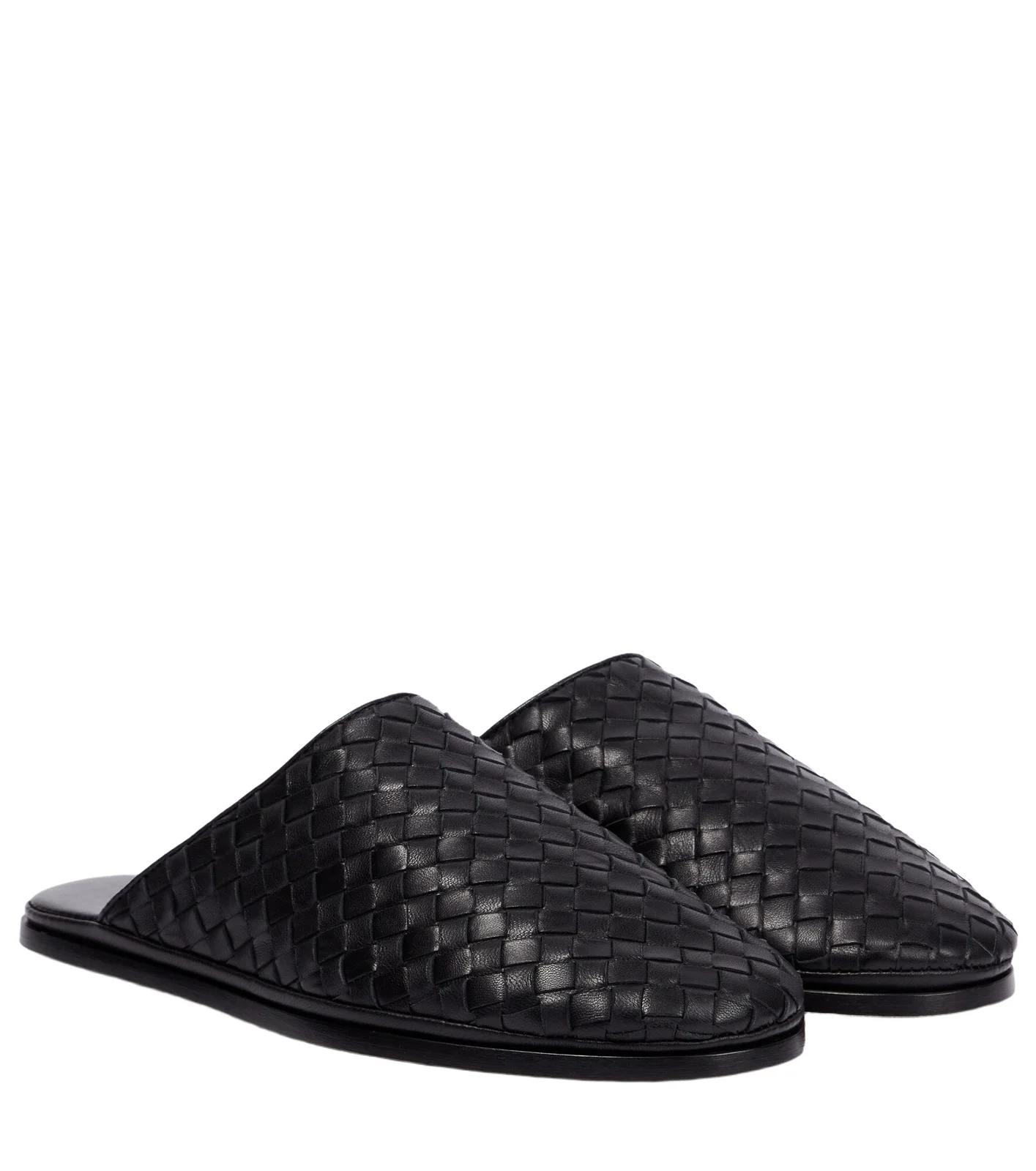 Intrecciato leather slippers