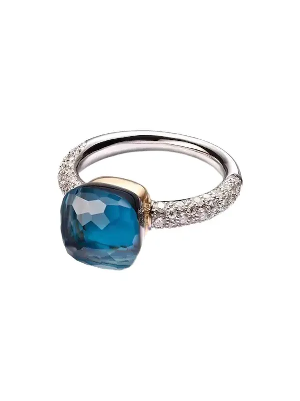 Nudo 18kt white and rose gold ring with topaz and diamonds Nudo 18kt white and rose gold ring with topaz and diamonds