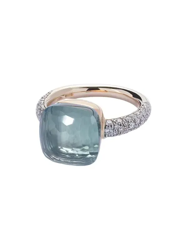 Nudo 18kt white and rose gold ring with topaz and diamonds Nudo 18kt white and rose gold ring with topaz and diamonds