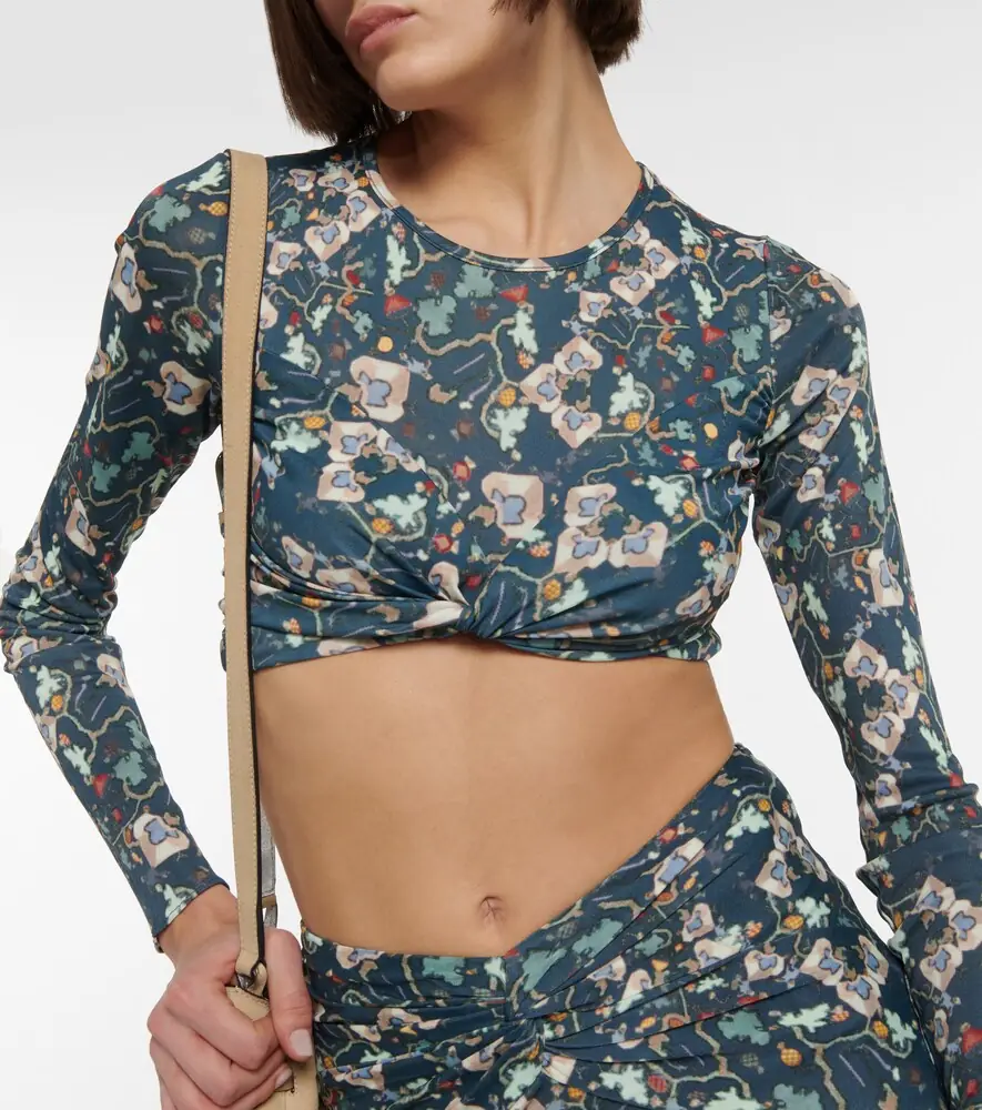 Isabel Marant Jinea floral jersey crop top | Thumbnail 3