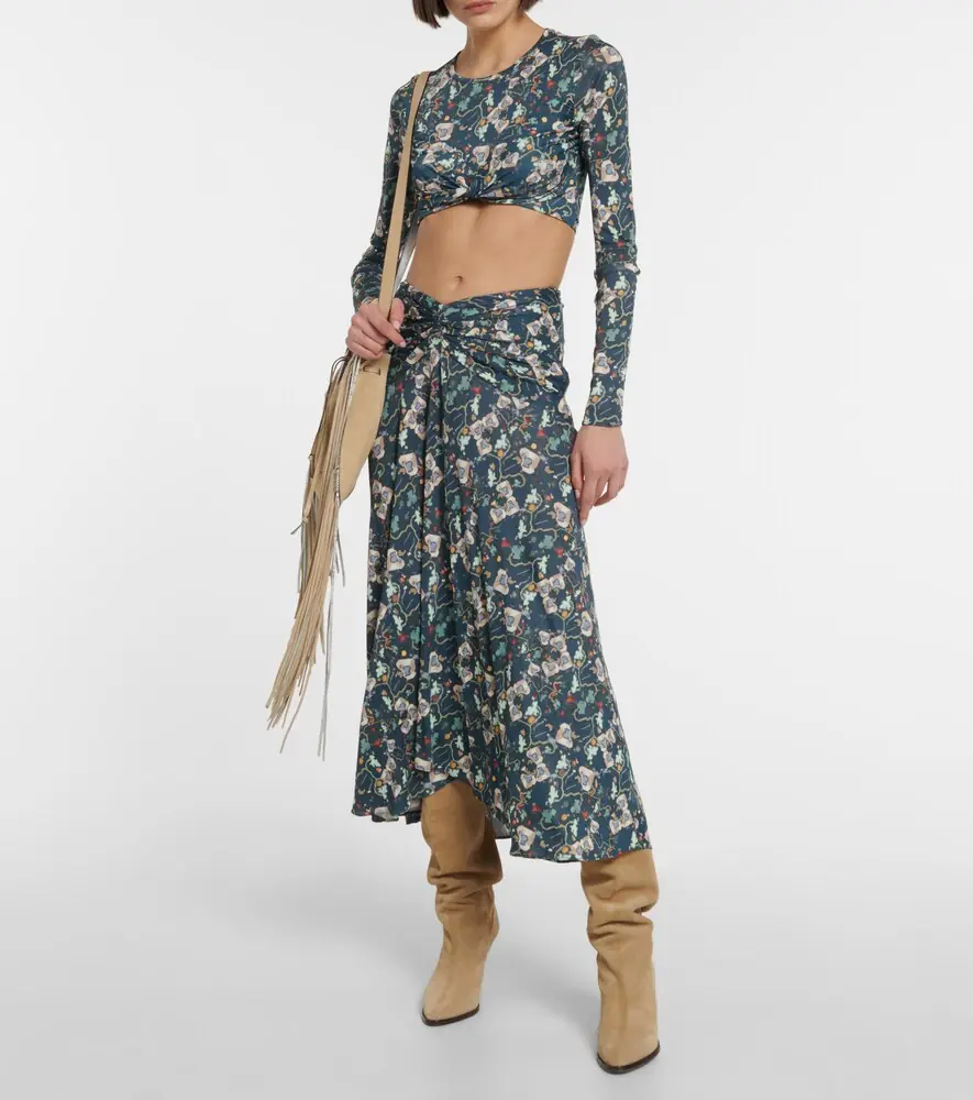 Isabel Marant Jinea floral jersey crop top | Thumbnail 4