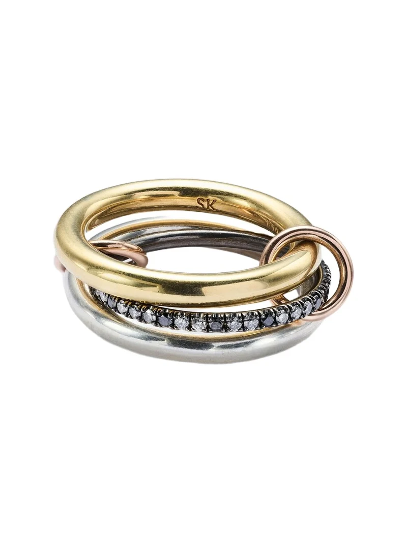 Libra 18kt gold and sterling silver rings with diamonds