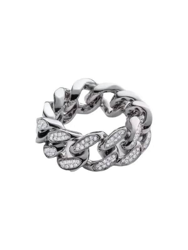 SHAY JEWELRY Flat Link 18kt white gold ring with diamonds