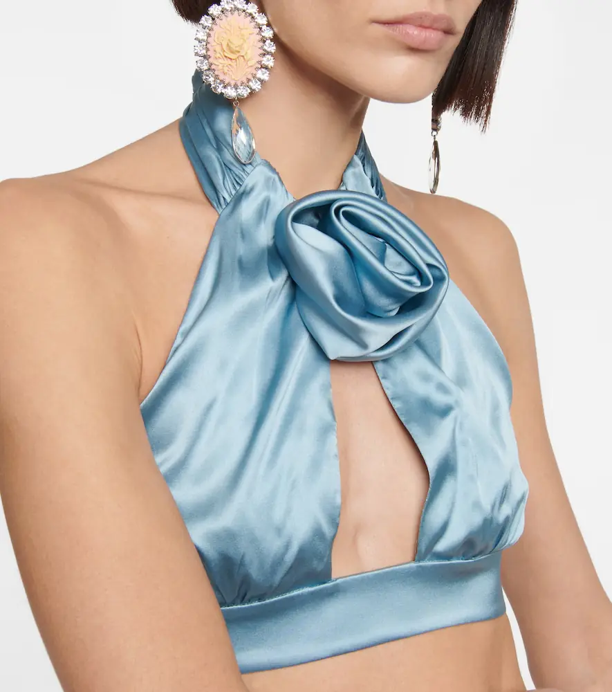 Alessandra Rich Ruched satin crop top | Thumbnail 2 Alessandra Rich Ruched satin crop top | Thumbnail 2