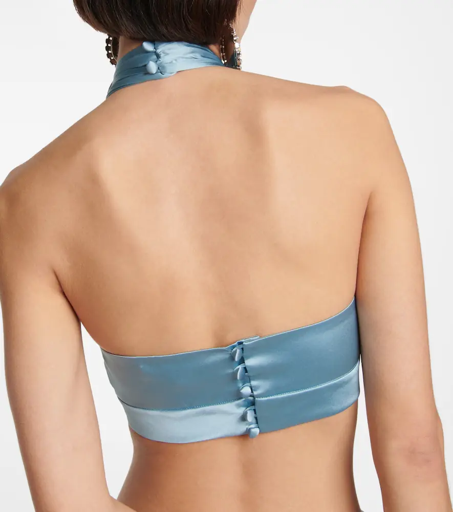 Alessandra Rich Ruched satin crop top | Thumbnail 3 Alessandra Rich Ruched satin crop top | Thumbnail 3