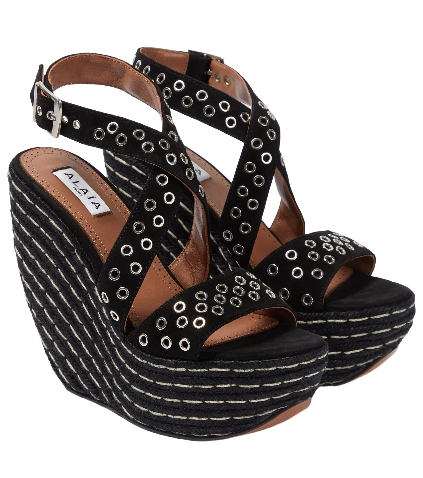 ALAÏA Embellished suede wedge sandals ALAÏA Embellished suede wedge sandals