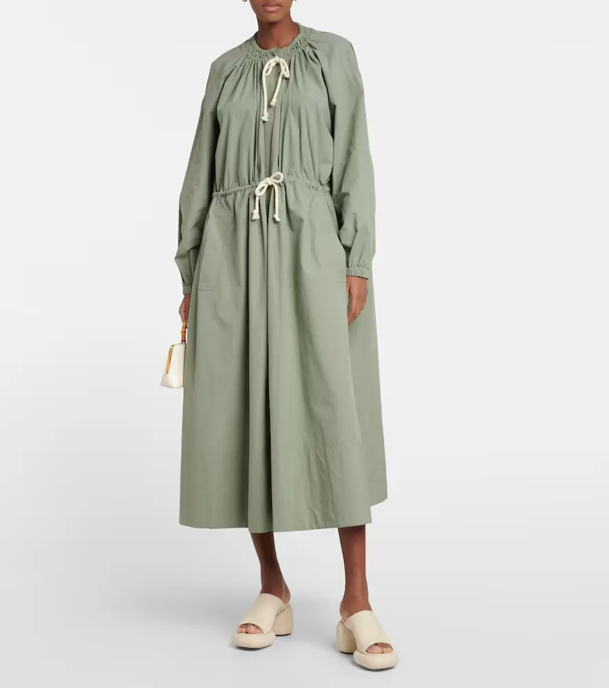 Jil Sander Drawstring cotton poplin midi dress | Thumbnail 5