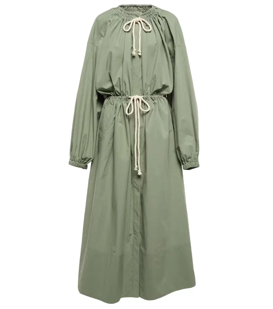 Jil Sander Drawstring cotton poplin midi dress