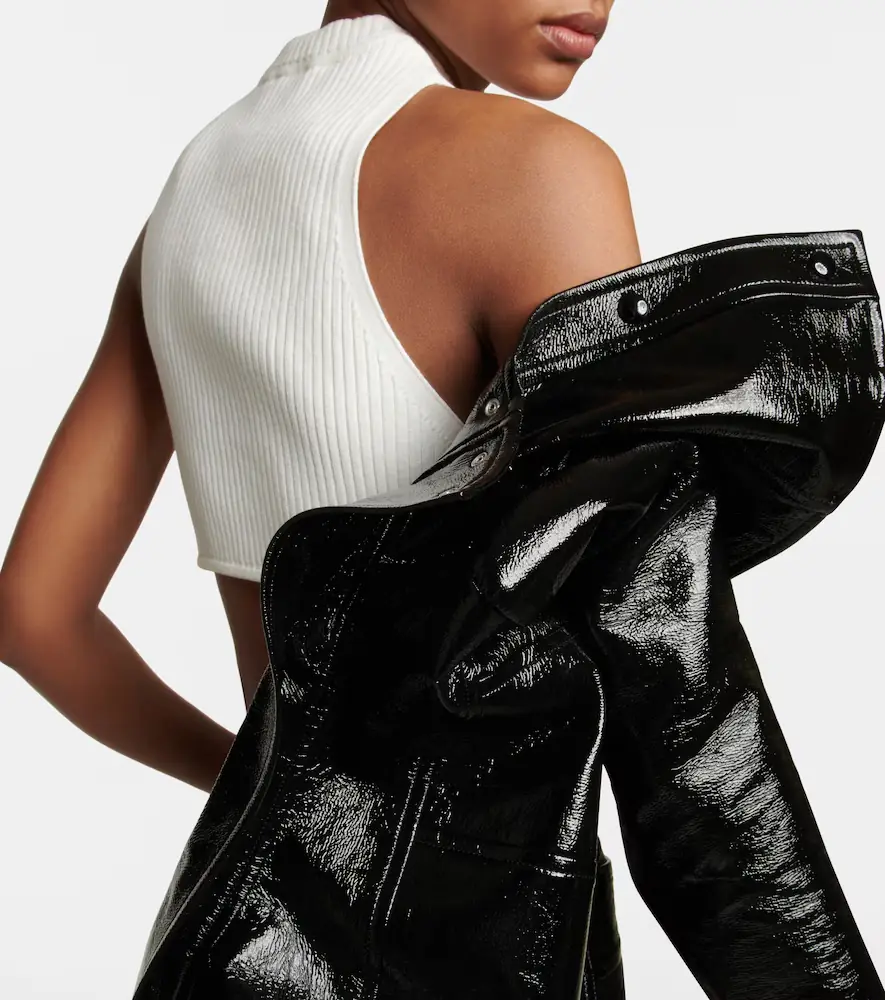 Courrèges Courrèges Ribbed-knit cropped top with suspenders | Thumbnail 2