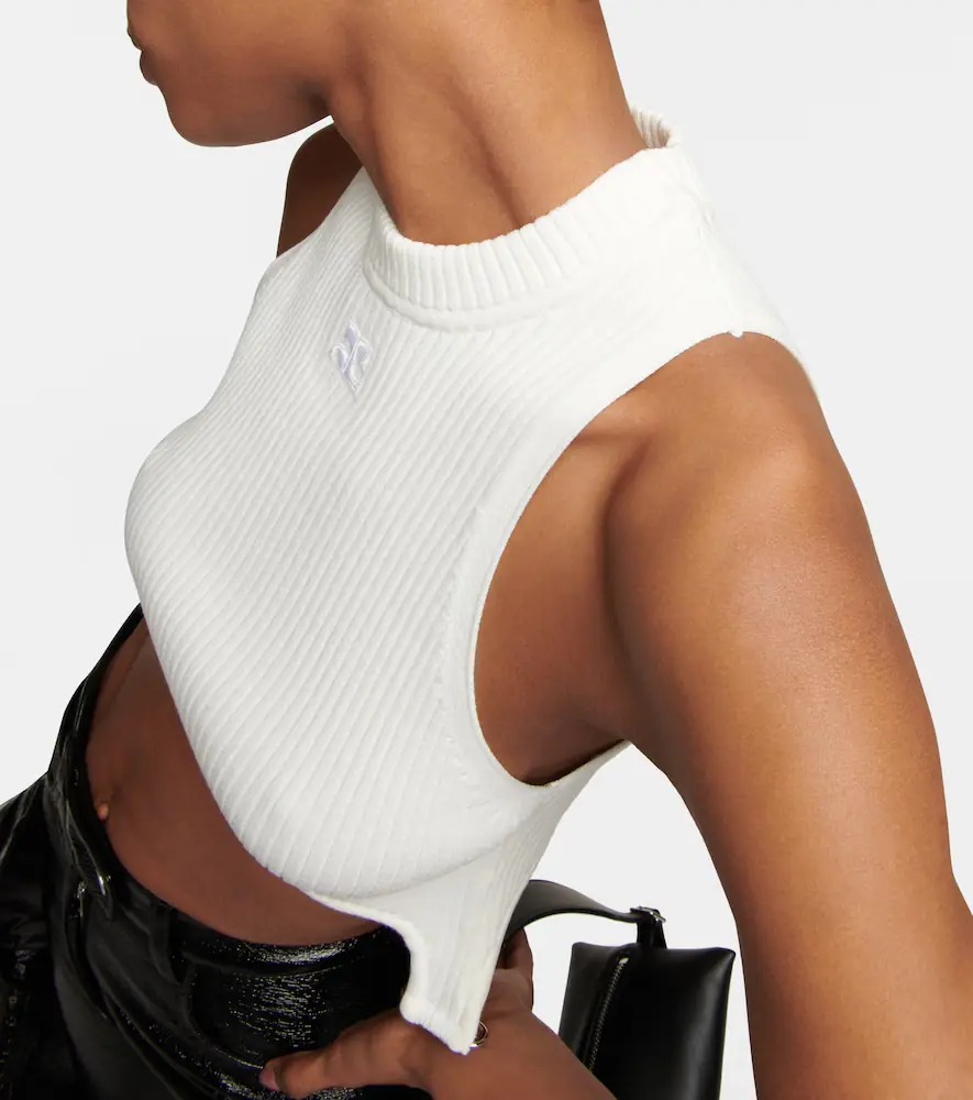 Courrèges Courrèges Ribbed-knit cropped top with suspenders | Thumbnail 5