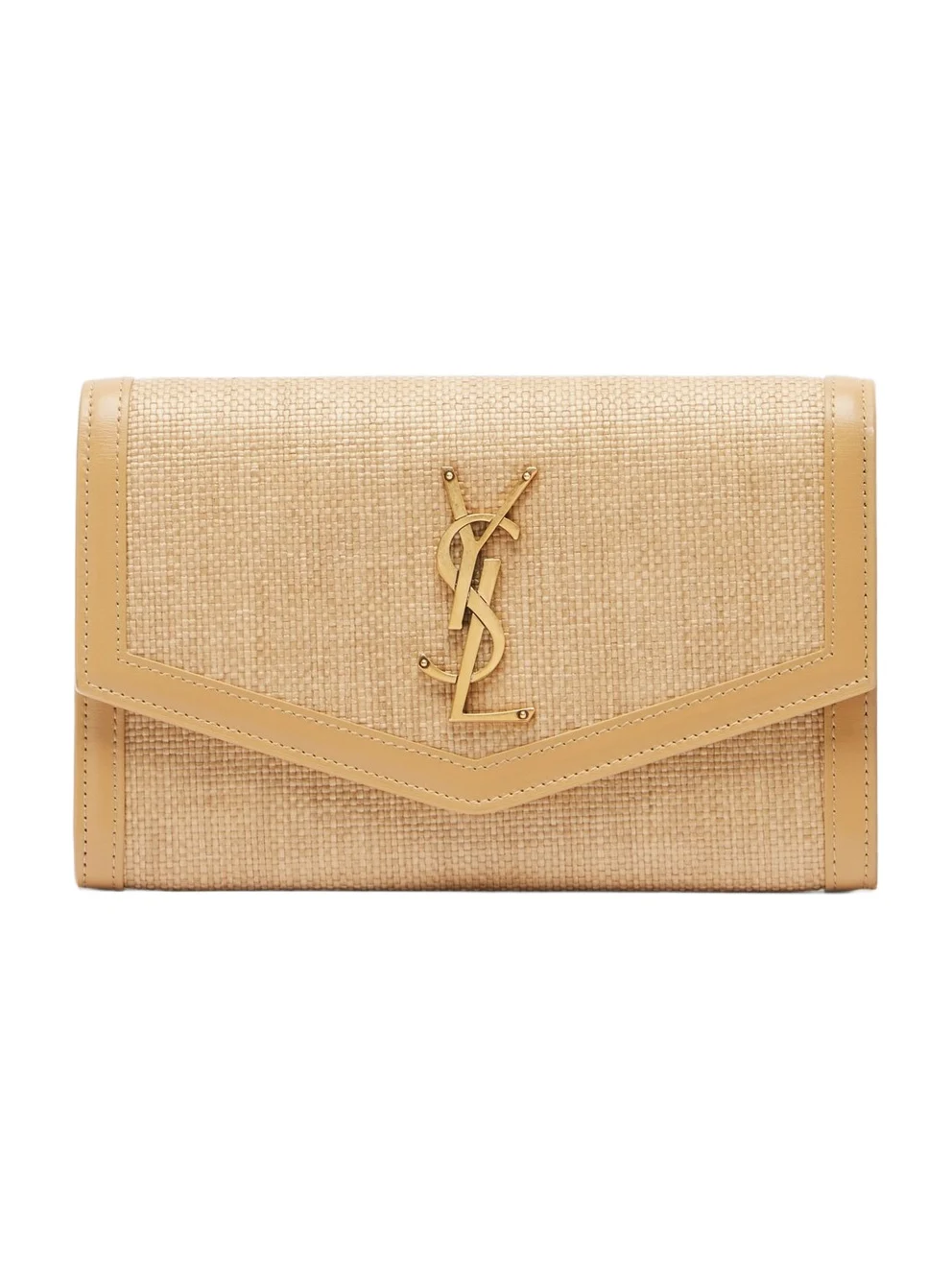 Saint Laurent Uptown raffia wallet on chain