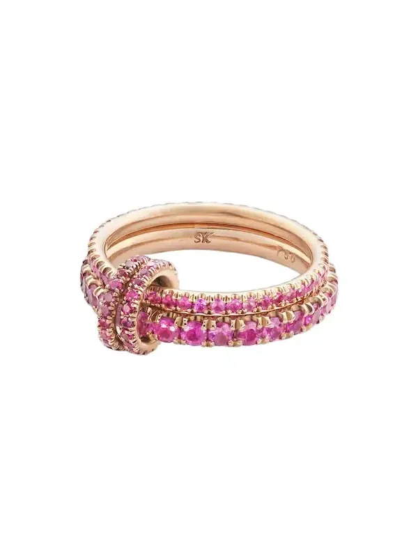 Delphinus Rouge Petite Deux 18kt gold ring with sapphires and rubies