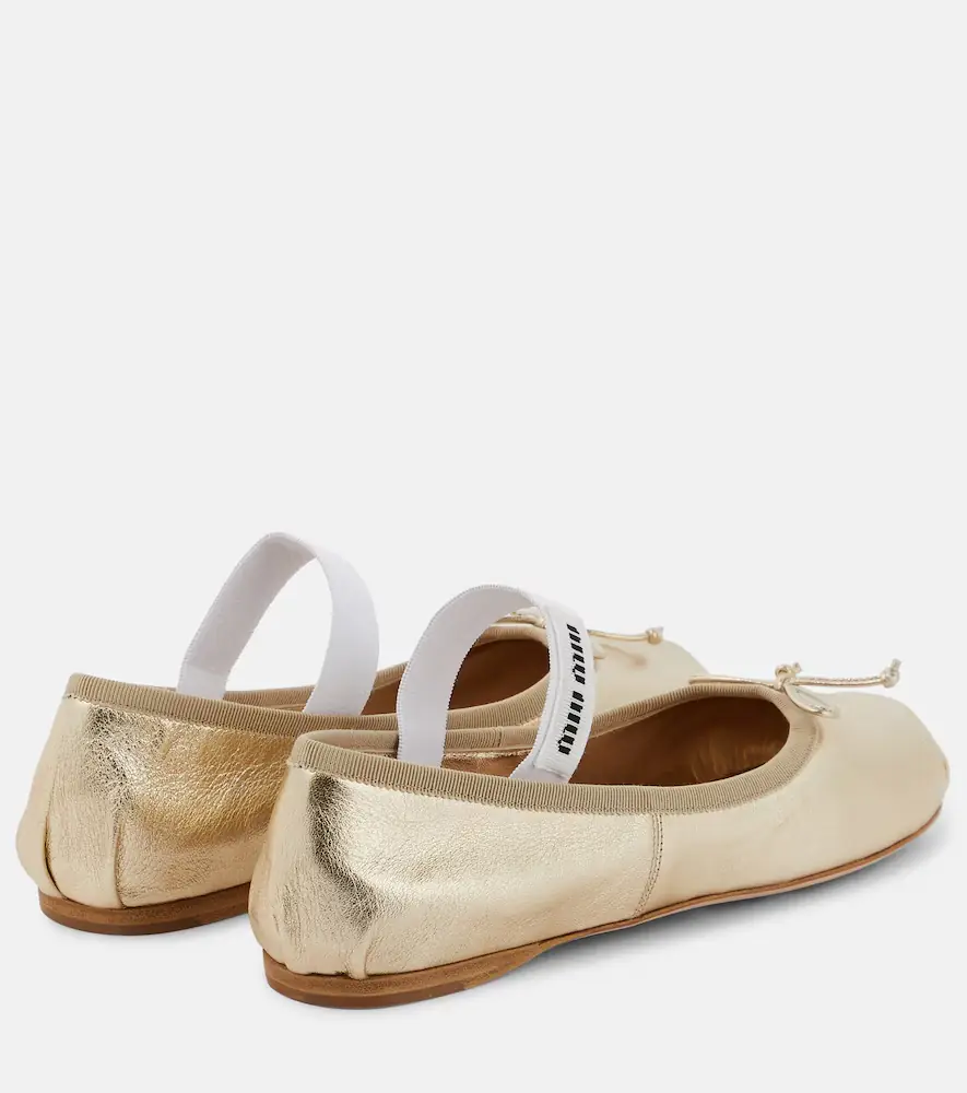 Miu Miu Logo leather ballet flats | Thumbnail 2