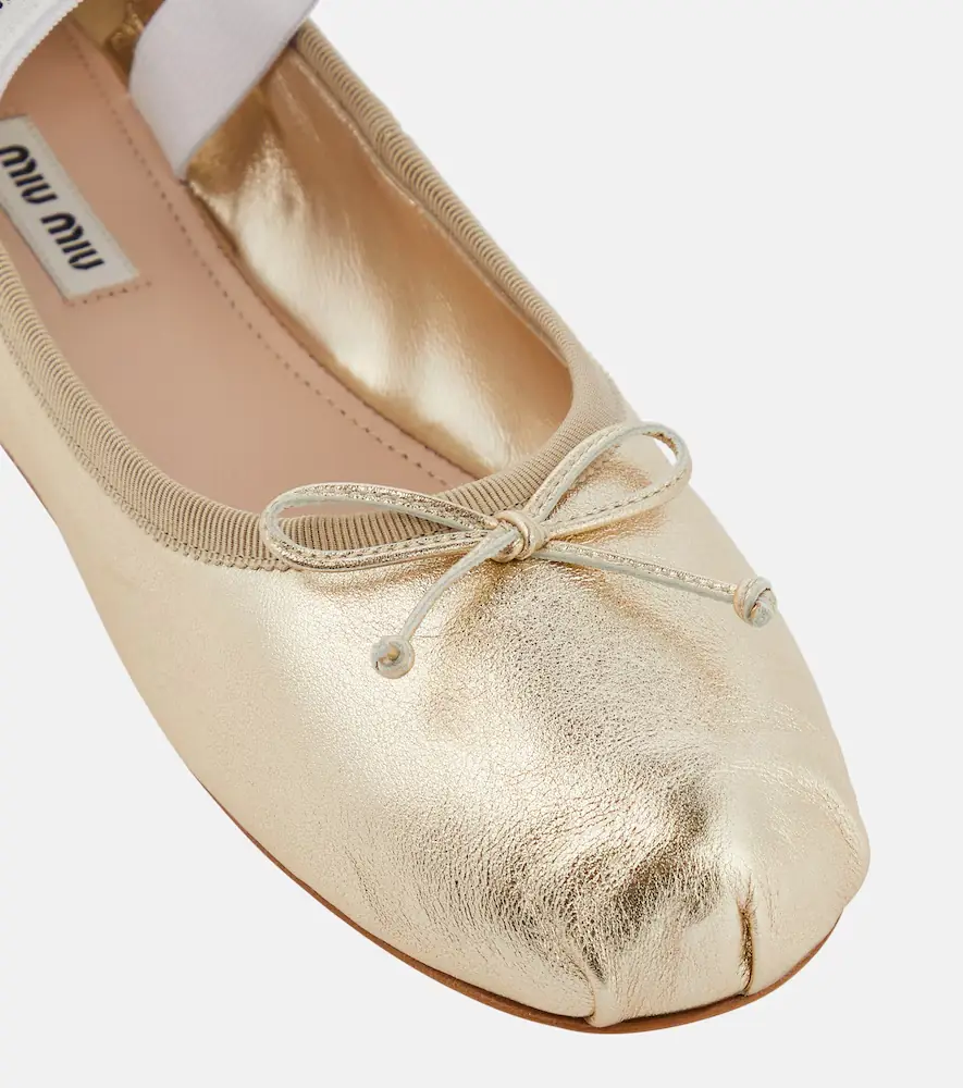 Miu Miu Logo leather ballet flats | Thumbnail 3